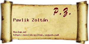 Pavlik Zoltán névjegykártya